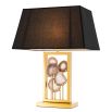 Rectangular gold table lamp frame with stone detailing and black shade
