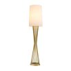 Sleek gold futuristic style floor lamp with long white shade