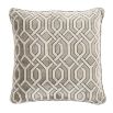 Grey trellis patterned velvet cushion