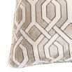 Grey trellis patterned velvet cushion