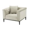 Luxurious Eichholtz pebble grey armchair with buttoning