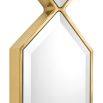 A glamorous wall mirror by Eichholtz with three hexagonal bevelled mirrors and a gold finish 