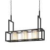 Industrial style chandelier with 3 glass lanterns