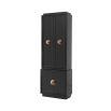 birch wood tall storage cabinet with black finish 