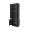 birch wood tall storage cabinet with black finish 