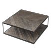 Weathered oak table top coffee table with dark frame