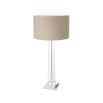 A stylish side lamp by Eichholtz with a crystal nickel base and grey lamp shade