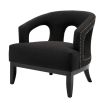 Designer luxury black occasional chair with studding