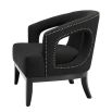 Designer luxury black occasional chair with studding