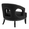 Designer luxury black occasional chair with studding