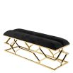 Luxury black velvet seat bench with gold frame