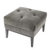 Luxury granite grey velvet stool with buttoned seat