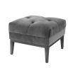 Luxury granite grey velvet stool with buttoned seat
