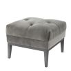 Luxury granite grey velvet stool with buttoned seat