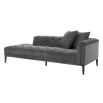Luxury traditional design granite grey lounge sofa with deep buttoning