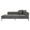 Luxury traditional design granite grey lounge sofa with deep buttoning