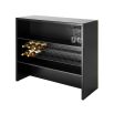 A glamorous bar by Eichholtz with a black glass exterior and gold finished frame