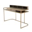 A contemporary desk by Eichholtz crafted from oak with a beautiful brass frame 