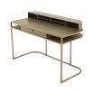 A contemporary desk by Eichholtz crafted from oak with a beautiful brass frame 