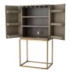 Designer washed oak cupboard cabinet with brass metal legs