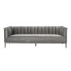 Glamorous grey velvet designer sofa with stitched detailing