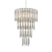 Glamorous glass droplet 4 tier chandelier in a nickel finish