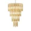Glamorous gold finish and glass droplet 4 tier chandelier