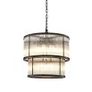 A glamorous statement bronze and glass ceiling lamp