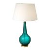 Turquoise glass table lamp with white shade