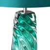 Luxury spiral glass base table lamp with soft teal shade 