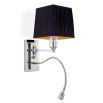 Wall light with black shade and silver metal