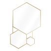 Geometric hexagonal shape mirror with shiny gold edge