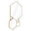 Geometric hexagonal shape mirror with shiny gold edge