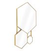 Geometric hexagonal shape mirror with shiny gold edge