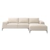 Designer contemporary sofa in natural velvet with added chaise longue