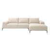 Designer contemporary sofa in natural velvet with added chaise longue