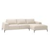 Designer contemporary sofa in natural velvet with added chaise longue