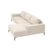 Designer contemporary sofa in natural velvet with added chaise longue