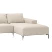 Designer contemporary sofa in natural velvet with added chaise longue