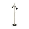 A stunning black and polished brass floor lamp with a marble base