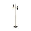 A stunning black and polished brass floor lamp with a marble base