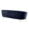 Luxury 60's style midnight blue sofa with gold tapered legs