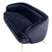 Luxury 60's style midnight blue sofa with gold tapered legs