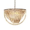 A luxurious, Art Deco, vintage styled chandelier with a champagne antique brass finish 