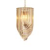 A stunning art deco inspired chandelier with a brass finish 