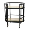 Designer 2 tier drinks trolley black frame with woven glass 