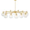 Gold, art deco style 12 glass globe chandelier