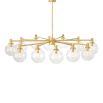 Gold, art deco style 12 glass globe chandelier