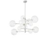 Small retro, asymmetrical design nickel chandelier with large bulb design