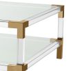 stylish modern bauhaus coffee table with acrylic frame and brushed brass accents